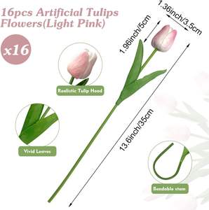 Bouquet de tulipes artificielles en caoutchouc souple simulé, fleur artificielle transfrontalière pour la décoration intérieure de la maison, Noël, la Saint-Valentin - Product Image 2