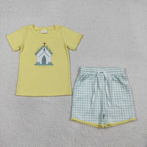 Conjunto de Ropa de Verano para Bebés Niños con Bordado y Estampado a Cuadros - Product Image 2