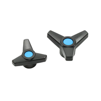 Manija de Sujeción Triangular de Plástico con Forma de Flecha y Estrella, de 3 Brazos, con Rosca de ABS, Nylon y Latón, y Tapa Azul para Equipos de Máquinas Herramienta