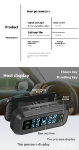 Solar Powered Wireless Digital <strong>TPMS</strong> Tire Pressure <strong>Sensors</strong> Plastic Construction Carqseng <strong>TPMS</strong> - Product Image 4