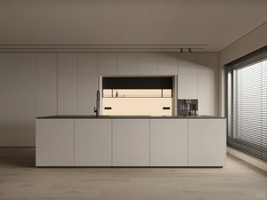 Ensemble d'armoires de cuisine modernes sans poignées Song Design, panneaux MDF, portes en verre, taille et couleur personnalisables, garantie 5 ans, cuisines - Product Image 1
