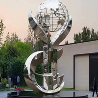 Décoration extérieure personnalisée, grande sculpture en acier inoxydable poli, miroir artistique, globe terrestre en métal, statues