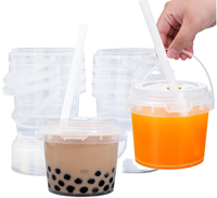 Gobelets en plastique transparent avec couvercle, réutilisables, avec poignée, pour café glacé, smoothies, glaces, robustes, sans danger pour les aliments, étanches