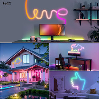 Bande LED néon étanche à motif réticulé 360 degrés, 50 LED/m, RGB+IC intelligent avec télécommande, corde flexible en silicone pour aménagement paysager