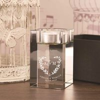 Support de bougie en cristal K9 vierge 5x5x10cm, décoration de table en cristal, support de bougie chauffe-plat 3D solide gravé au laser, vente en gros