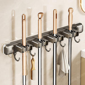 Soporte de pared con ventosa rectangular azul con ganchos para puerta de baño, ahorro de espacio, duradero - Product Image 3