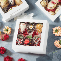 JCXGRVC 55 pièces Boîtes à pâtisserie en carton 6x6x2 avec fenêtre pour gâteaux, macarons, tartes, truffes et chocolats