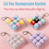 HMJ Paw Clicker Press Fidget Toy Keychain Keyboard with Light/No Light Silicone Sensory Stress Relief Finger Tactile for Adult