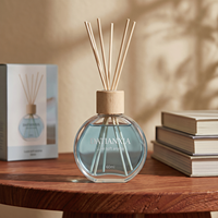 Diffuseur d'huiles essentielles rond en verre et rotin, écologique, sans alcool, parfum longue durée, 60 ml, 100 ml, couleurs personnalisables