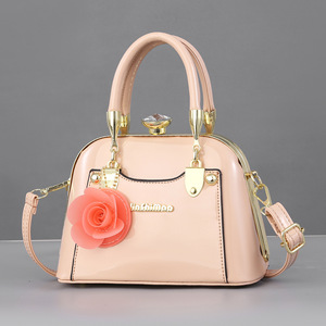 JinShiMao Shell Handbag Black Women's Shoulder <b>Bag</b> With Rose Decor Zipper Closure Spring 2024 - Product Image 3
