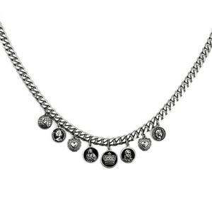 Collar choker grueso personalizado de fabricante, estilo cubano, con colgante de moneda tallada vintage para mujer, joyería - Product Image 3