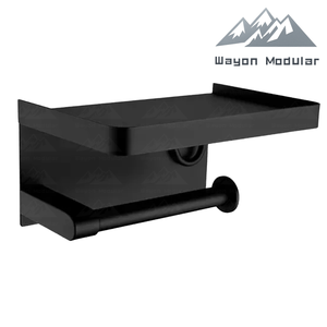 <span class=keywords><strong>Porte</strong></span>-<span class=keywords><strong>papier</strong></span> toilette Wayon moderne en acier inoxydable noir mat avec tablette pour téléphone, montage mural, modèle de projet WW-YSZJ - Product Image 6