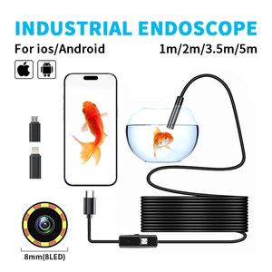 Endoscopio HD de grado industrial con cámara flexible tipo serpiente equipada con cabezal metálico de succión y cabezal de gancho - Product Image 1