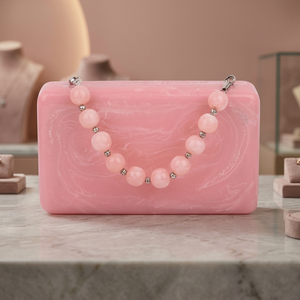 Boîte à bijoux en résine rose peinte à la main, écologique, forme personnalisée, pour femmes, décoration de mariage, cadeau artisanal unique - Product Image 1
