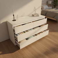Commode en bois blanche à 6 tiroirs, meuble de rangement pour chambre à coucher et salon