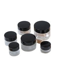 Pot en verre transparent de forme ronde de 3 ml, 5 ml, 7 ml, 9 ml avec couvercle résistant aux enfants, à l'épreuve des enfants