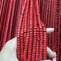 Perles de bambou teintées en forme de baril à coupe droite, perles intercalaires en pierre précieuse rouge en vrac pour la fabrication de bijoux DIY en gros