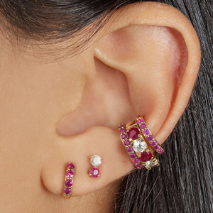 CANNER Boucles d'oreilles créoles classiques larges de haute qualité en argent sterling S925 avec zircon multicolore optionnel et combinaison de 4 pierres, vente en gros - Product Image 4