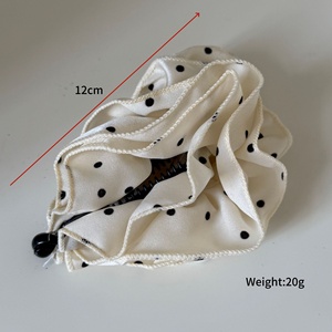 Pince à cheveux coréenne en satin à pois, simple, en tissu plissé, demi-attache, pince banane pour soirée - Product Image 2