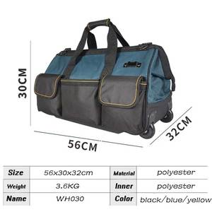 Custom Professional Plumber & Electrician Heavy Duty Waterproof Rolling <b>Trolley</b> <b>Tool</b> Bag Wheels 150 lb Capacity Multifunctional - Product Image 2