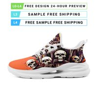 Chaussures de course respirantes en maille avec logo personnalisé imprimé par sublimation, motif tête de mort, OEM/ODM pour hommes et femmes FN079-26023002-5