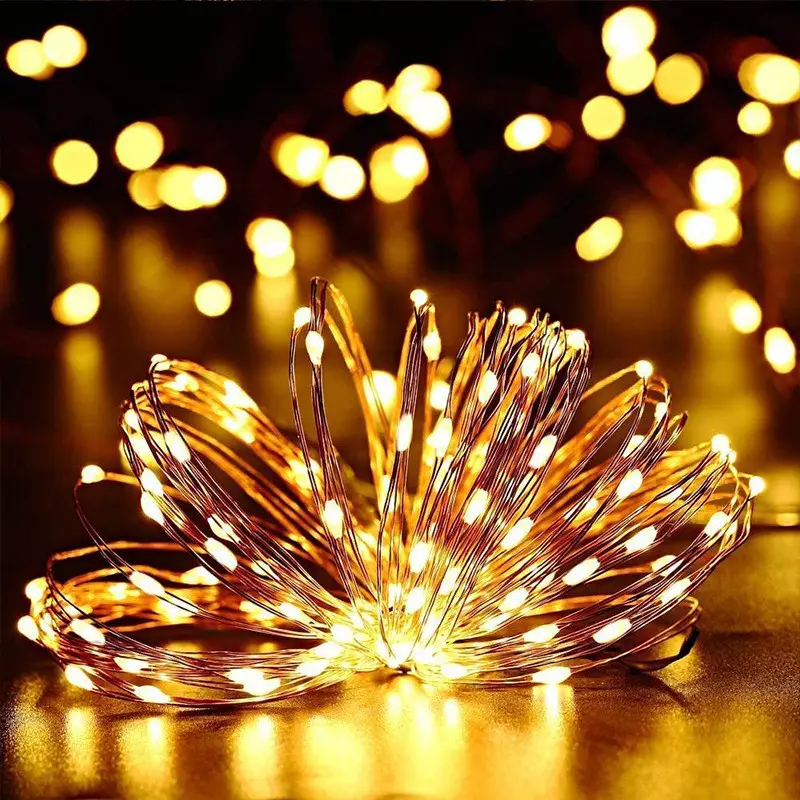 New Year Holiday Lighting Solar Fairy Mini Copper Wire Light Christmas Fairy Twinkling Decorative Lighting for Wedding Party