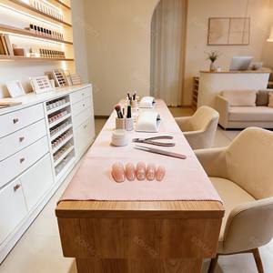 Juego de <span class=keywords><strong>Mesa</strong></span> y Silla de Manicura Profesional de Madera Moderna para Salón de Belleza con Colector de Polvo - Product Image 3