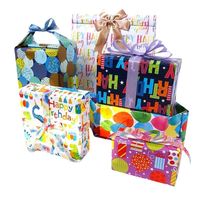 Papier d'emballage d'anniversaire Warpaholic en gros, feuilles pliées à plat, étiquettes cadeaux, fête, baby shower, recyclable, bois PE 0.43*3M/50*70CM