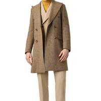 Formelle Long Respirant Peigné Automne Hiver Couleur Unie Résistant Au Froid Laine Pardessus Double Col Trench