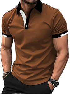 Polo homme manches courtes haute qualité, logo personnalisé, respirant, performance, col contrastant, pour le golf - Product Image 1