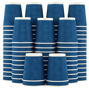 Disposable <strong>Hot</strong> <strong>Chocolate</strong> Brown Ripple Wall Paper <strong>Cup</strong> for <strong>Hot</strong> Drinks with Cover - Product Image 4