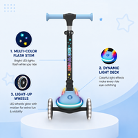 Trottinette pliable pour enfants avec roues lumineuses et guidon et plateau, réglable en hauteur sur 4 niveaux