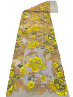 Patrón de planta Lentejuelas coloridas Laminación Bordado Vestido de noche de gama alta Cheongsam Vestido de mujer Tela de encaje de lentejuelas