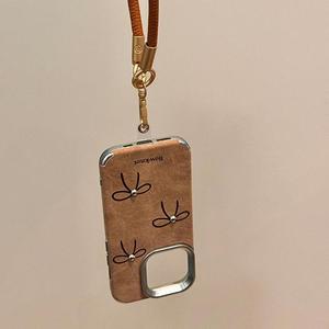 New Retro Nâu Bowknot Lambskin <span class=keywords><strong>TPU</strong></span> trường hợp điện thoại cho <span class=keywords><strong>iPhone</strong></span> 16 15 14 13 12 Pro Max với Electroplated Threaded ống kính bezel Bìa - Product Image 3