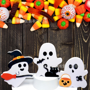 Decoración de fantasma de Halloween blanca con sombrero de bruja y escoba para uso en interiores, para decoración de fiestas. - Product Image 5