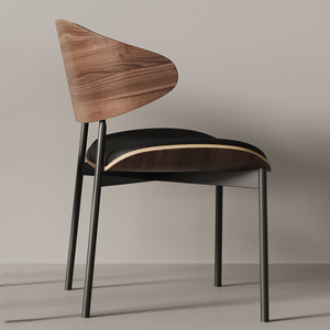 Chaises de salle à manger en bois massif de luxe léger avec dossier en cuir, cadre en métal, chaises de réception pour appartement, villa, meubles de maison - Product Image 5