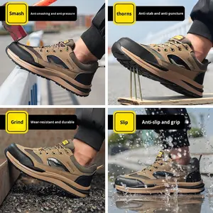 Chaussures de sécurité à bout d'acier pour hommes, chaussures de randonnée en plein air, résistantes aux produits chimiques et à l'huile, antidérapantes, pour le travail, chaussures de protection anti-écrasement et anti-crevaison - Product Image 5
