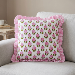 Assorted Farmhouse <b>Pillowcases</b> Elegant Country Style Cotton Lace Ruffles Bedding Pillow Cover Block Printed Cushion Cover Single - Product Image 2