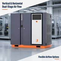 Compresseur d'air à vis injecté d'huile 75 kW 10 bars, deux étages, contrôle intelligent PLC HMI, usage intensif pour l'industrie des machines