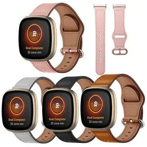 Correa de cuero con hebilla clásica para Fitbit Versa 3 Sense reloj reemplazo pulsera de cuero genuino para Fitbit Sense Lite Belt