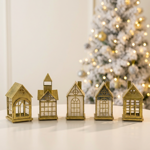 Lanternes porte-bougies en fer forgé en forme de maison, style antique, pour la décoration intérieure moderne, idéales pour Noël - Vente en gros - Product Image 5