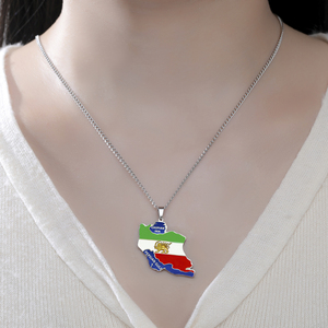 Collana con Mappa dell'Iran in Acciaio Inossidabile, Ciondolo con Leone dell'Iran Smaltato, Gioielli e Accessori Regalo - Product Image 2