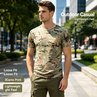 T-shirt pour homme à imprimé camouflage 3D en polyester, col rond, manches courtes, coupe ample, décontracté, pour l'extérieur, personnalisable avec logo OEM/ODM