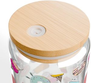 Phong Cách Thời Trang 16Oz Thủy Tinh Cà Phê/Cola Cốc Tre Nắp Thủy Tinh Rơm Phiêu Lưu Sipper Thiết Kế Máy Rửa Chén Lò Vi Sóng An Toàn Kinh Doanh - Product Image 5