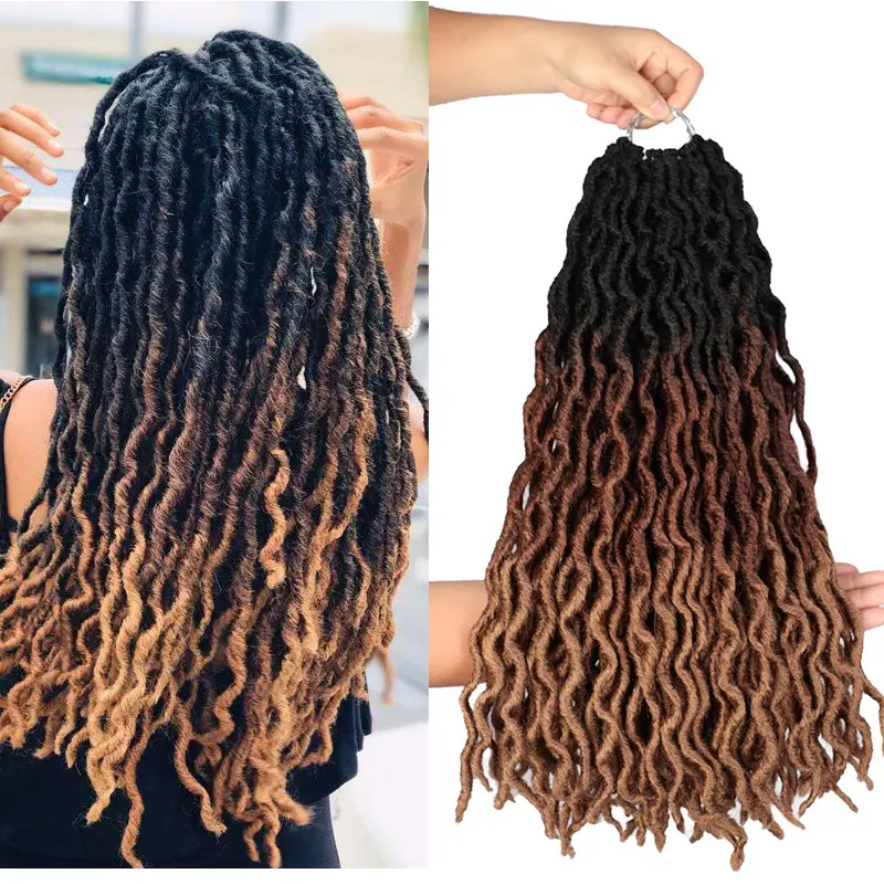 Zacht Gehaakt Haar Vlechten 18Inch 24 Strengen Gpysy Faux Locs Krullend Synthetisch Haar Pre Lus Gehaakt Vlechten