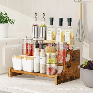 Wooden multi-purpose desktop storage <b>rack</b> for living room, <b>kitchen</b>, and spice <b>rack</b>. - Product Image 2