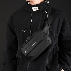 New Small Square Nylon Waterproof Wear-Resistant Men's Waist <b>Chest</b> Travel Commuting <b>Storage</b> Bag Stitching Zipper Closure - Product Image 2