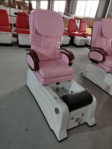 Fauteuil de pédicure inclinable rose en PU, système de jets sans tuyau avec massage chauffant et lampe LED 7 couleurs pour salon de manucure - Product Image 2