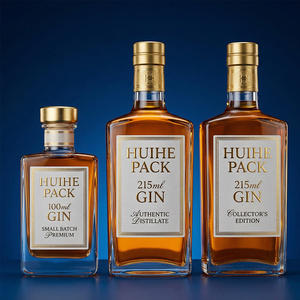 Bouteille en verre transparent à <span class=keywords><strong>prix</strong></span> réduit pour spiritueux 100ml 200ml 215ml 500ml avec coffret cadeau de luxe - Product Image 2