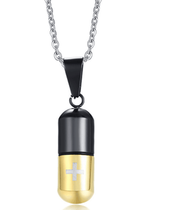 Nueva moda de los hombres es Punk abrir la cápsula de botella de Perfume botella de píldora Cruz colgantes Acero inoxidable cadena para el regalo de las mujeres - Product Image 5